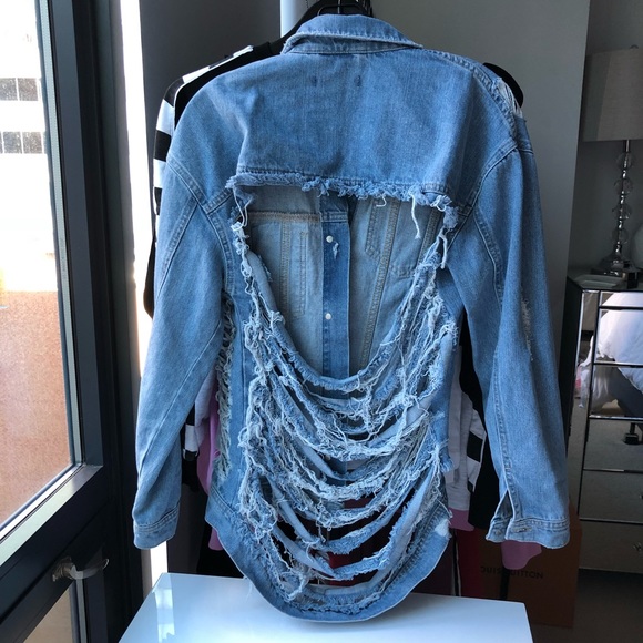 shredded back denim jacket